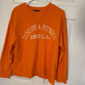 Zara women’s sweat pant outfit. Orange Luxury & Fitness Sweatshirt